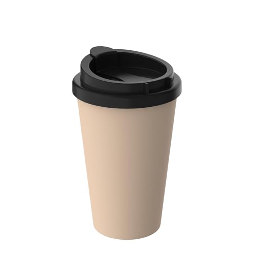 Thermobecher Kaffee to go aus Bio-Kunststoff - Kaffeebecher 350 ml BPA-frei & 100% recyclebar - Made in Germany Trinkbecher mit Deckel - Coffee Mug fürs Büro, Auto, Schule uvm. (Aprikose) von Uakeii