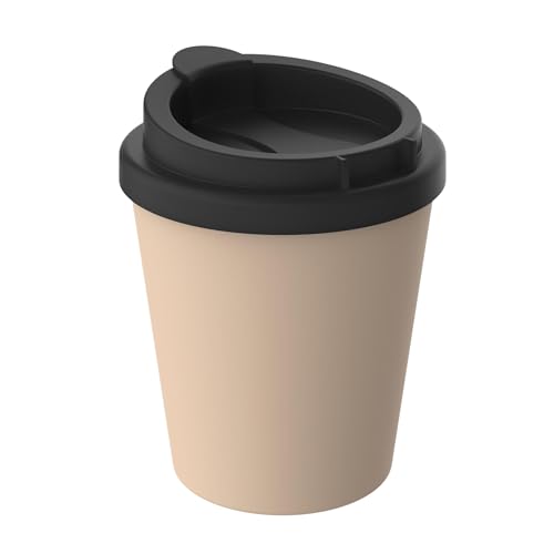 Thermobecher Kaffee to go aus Bio-Kunststoff - Kaffeebecher 250 ml BPA-frei & 100% recyclebar - Made in Germany Trinkbecher mit Deckel - Coffee Mug fürs Büro, Auto, Schule uvm (Aprikose) von Uakeii