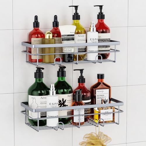 Uamector Duschablage ohne Bohren - Duschregal - Rostfrei Badezimmer Regal - Badregal Shampoo Halterung für Dusche (Grau, 2 Stück) von Uamector
