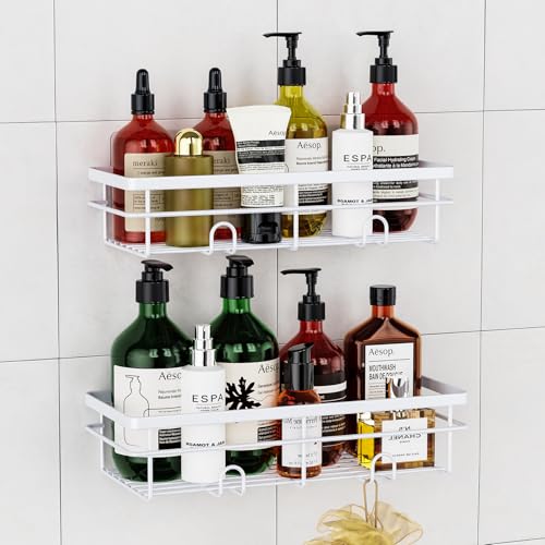 Uamector Duschablage ohne Bohren - Duschregal - Rostfrei Badezimmer Regal - Badregal Shampoo Halterung für Dusche (Weiß, 2 Stück) von Uamector