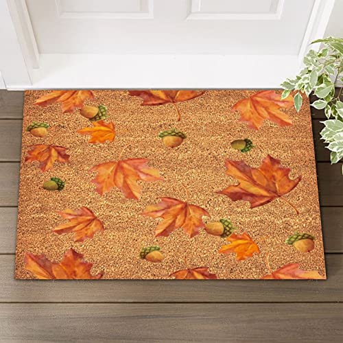 Thanksgiving Kokosfasermatte, leicht zu reinigen, natürliche Fußmatte, Herbst-Ahornblätter, Fußmatte für den Außen- und Innenbereich, Heimdekoration, Einweihungsgeschenk, 40,6 x 61 cm von UanMere