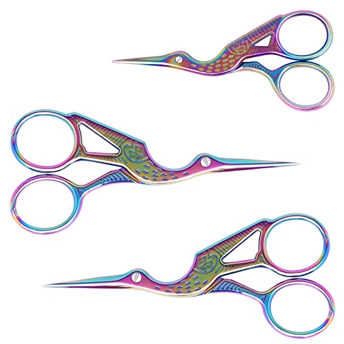 Stickschere, Nähschere mit Kranich Design, Storch Schere mit Scharfer Spitze aus Edelstahl für Stickerei, Handarbeiten, Heimwerken, Basteln und Täglichen Gebrauch, 3er Pack, Bunt Stickschere, Nähschere mit Kranich Design, Storch Schere mit Scharfer Spitze aus Edelstahl für Stickerei, Handarbeiten, Heimwerken, Basteln und Täglichen Gebrauch, 3er Pack, Bunt von Uaugulft