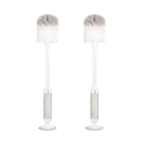 Ubbi Deluxe Baby Bottle Brush Set, Bottle Brush and Nipple Brush with Suction Cup, Baby Cleaning Essentials, Set of 2, Grey von Ubbi