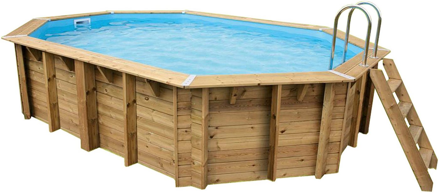 Ubbink Ovalpool Sunwater (Komplett-Set, 11-tlg), 300 x 490 x 120 cm, Holzpool komplett mit Filteranlage von Ubbink