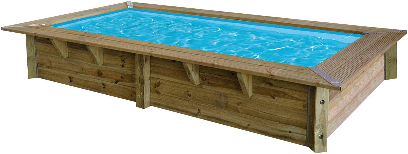 Ubbink Rechteckpool Sunwater (Komplett-Set, 9-tlg), 200 x 350 x 71 cm, Holzpool komplett mit Kartuschen-Filter von Ubbink