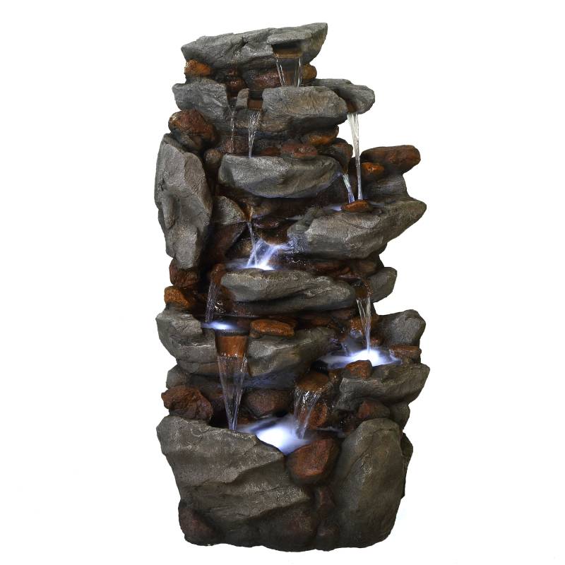 Ubbink Wasserfall 'Bonorva' in Steinoptik mit LED-Beleuchtung 51 x 69 x 127 cm von Ubbink