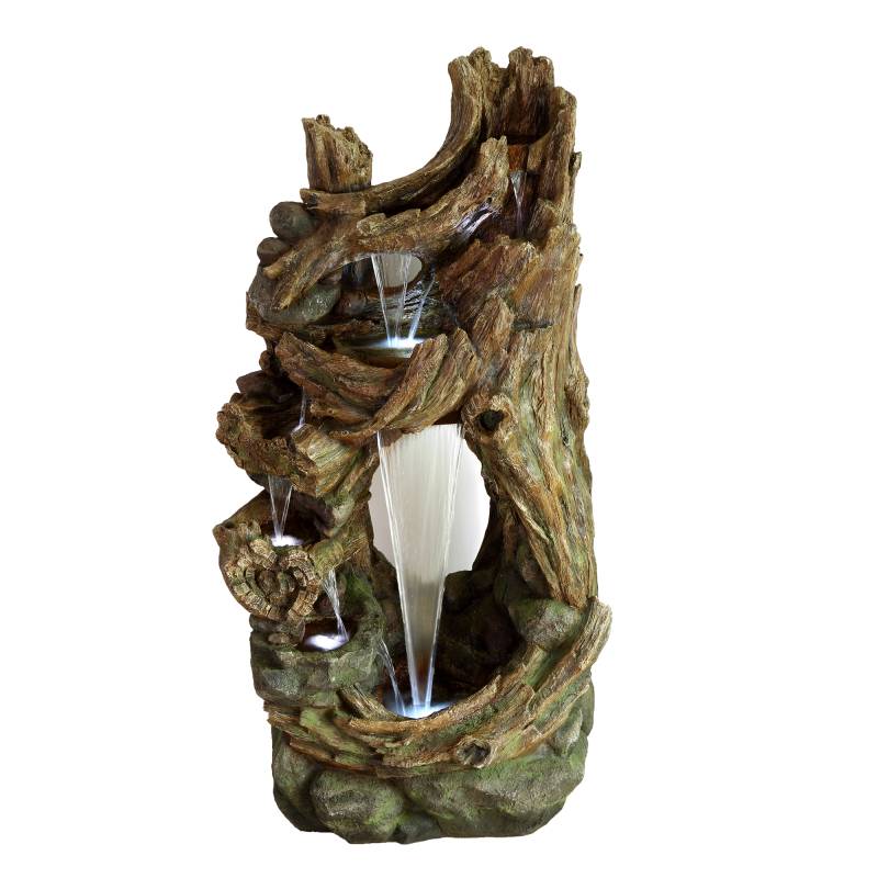 Ubbink Wasserfall 'Kalloni' in Holz-/Steinoptik mit LED-Beleuchtung 65 x 104 x 207 cm von Ubbink