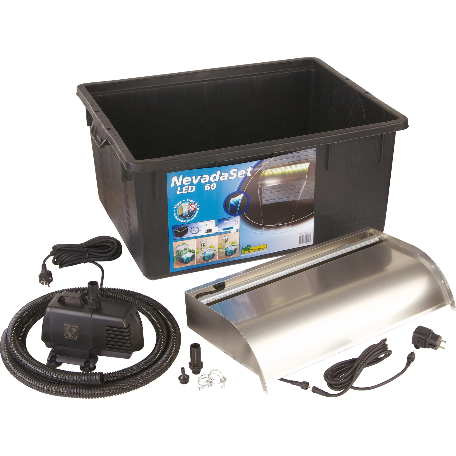 Ubbink Wasserfall Nevada 60 LED - Set komplett mit Pumpe 3900 l/h Becken 150 l von Ubbink