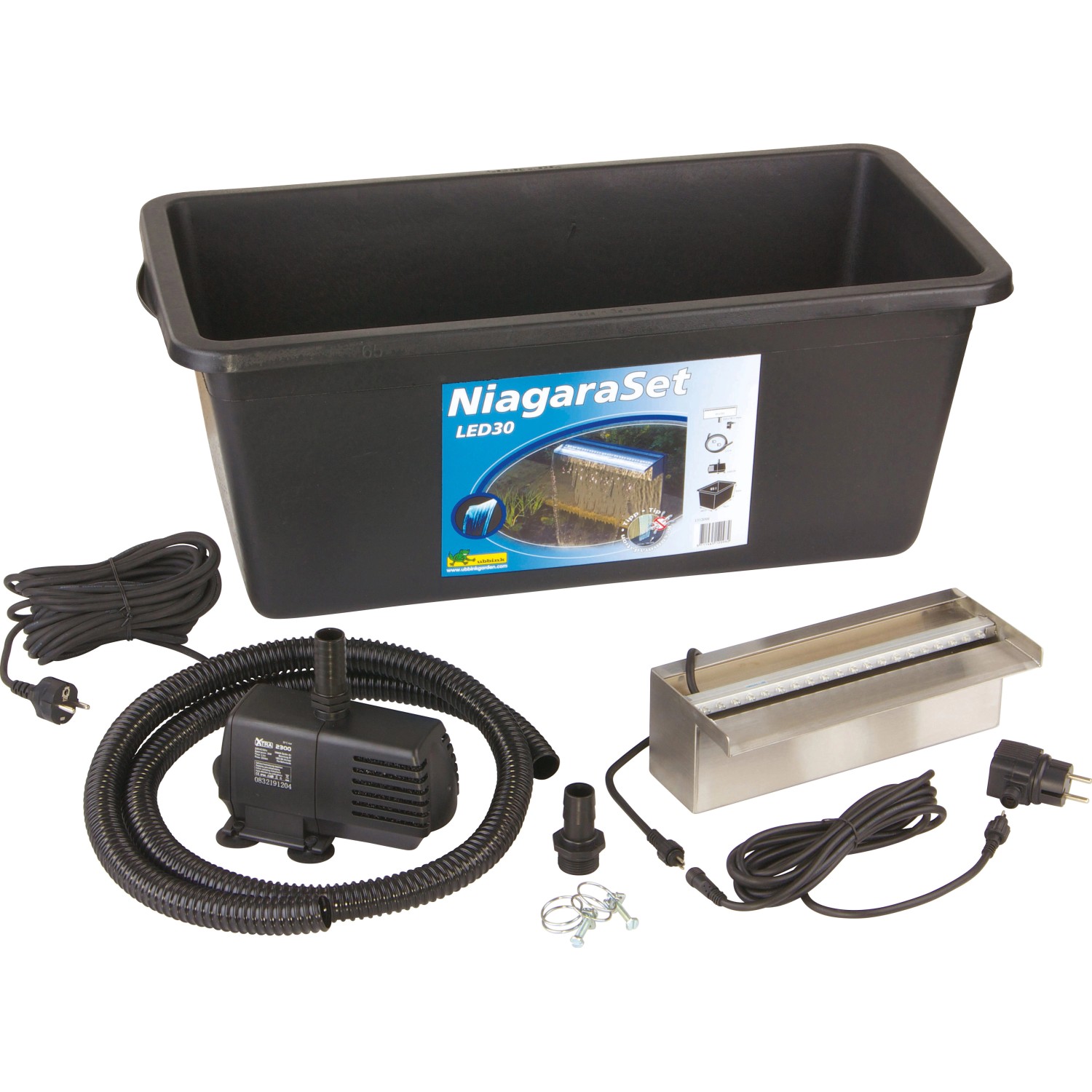 Ubbink Wasserfall Niagara 30 LED - Set komplett mit Pumpe 2300 l/h Becken 65 l von Ubbink