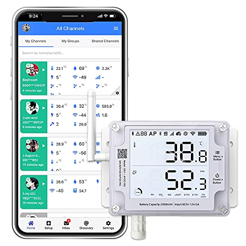 UbiBot GS1-A WiFi Thermometer Hygrometer, kabelloser Temperatur Datenlogger, Fernüberwachung der Luftfeuchtigkeit im Gewächshaus, kostenlose App & E-Mail-Alarm, IFTTT, Alexa (nur 2.4GHz WiFi) von UbiBot