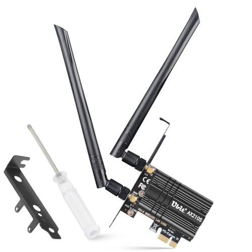 Ubit WLAN Karte, Intel Dreiband Bis zu 5400Mbit/s WLAN Karte mit Bluetooth 5.2 6GHz / 5GHz / 2.4GHz PCIe, MU-MIMO, OFDMA, Extrem Low Latency Unterstützung Win10 / 11 von Ubit