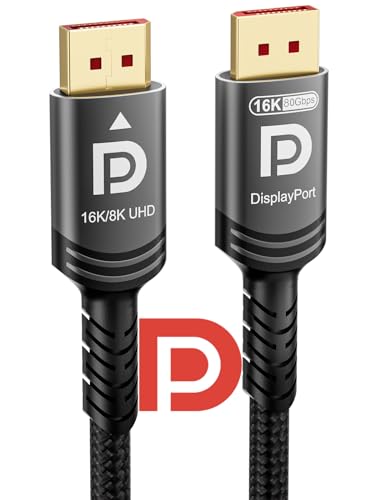 Ubluker 16k 8k DisplayPort 2.1 Kabel 80Gbps 3M, VESA-zertifiziert Ultra-high Bit Rate DP Kabel UHBR20 HDR10+ DSC1.2a 16k 60Hz 8k 120Hz 4k 240Hz 165Hz PC TV Ryzen7900 FreeSync G-Sync von Ubluker