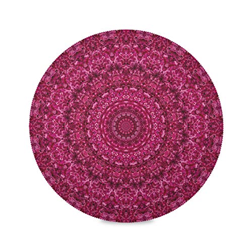 Runde Tischsets Magenta Pink Floral Mandala Abstrakt Bauernhaus Platzsets Set von 4 hitzebeständigen 39,1 cm leicht zu reinigen von Ubrand