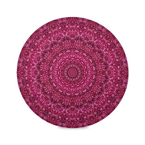 Runde Tischsets Magenta Pink Floral Mandala Abstrakt Platzsets Set 6 Stück Hitzebeständig 39,1 cm Leicht zu reinigen von Ubrand