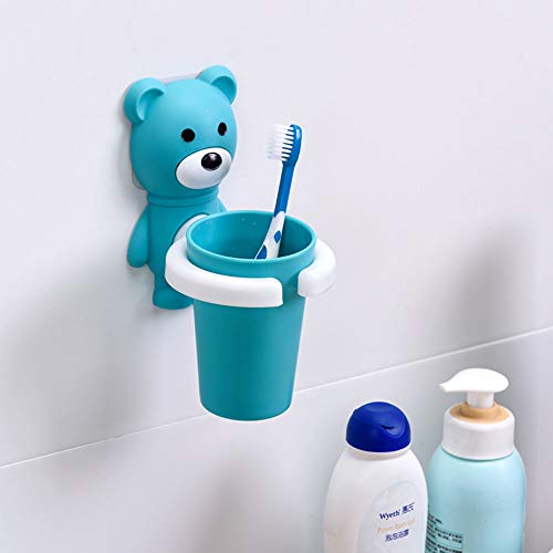 Ubrand Zahnbürstenhalter für Kinder, mit Saugnapf, Cartoon-Bär, zum Aufhängen an der Wand, für Badezimmer, Zahnpasta-Utensilien von Ubrand