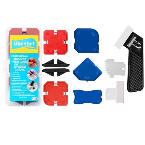 Ubrvhrt Dichtungswerkzeug-Set, Dichtungsmittel-Finishing-Werkzeug-Set, Silikon-Profilier-Set, 9-teilig, Dichtungsspreizer, Silikon-Glätter, Abdichtungskantenwerkzeug für Fliesen, Verkleidungen, von Ubrvhrt