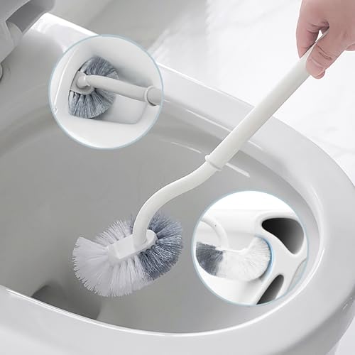 2er Set Toilettenbürste,Upgrade WC Bürste, Langer Stiel klobürste gebogen, Klobürste mit randreiniger,Kunststoff-Toilettenbürstenset mit Starken Borsten für Tiefenreinigung - Weiß von Ucaimao
