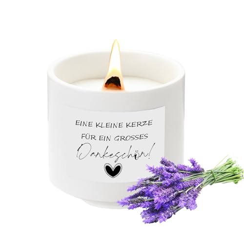 Dankeschön Geschenke Duftkerzen，7oz Lavendel Kerze Danke Kleines Geschenke für Frauen Thanksgiving Geschenk Danke Geburtstag Geschenk Für Freundin Kollegin Mama Oma Abschiedsgeschenk von Uckioeeo