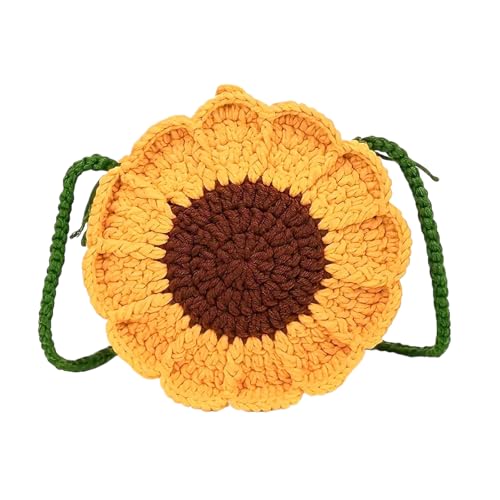 Uclac Häkeltasche aus Wolle, süße Kontrastfarbe, schräge Spannweite, niedliche dreidimensionale Blume Uclac Häkeltasche aus Wolle, süße Kontrastfarbe, schräge Spannweite, niedliche dreidimensionale Blume von Uclac