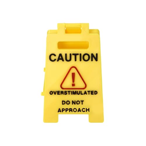 Uclac Schild mit Aufschrift "Caution Overstimulated Desk Sign, Overstimulated Desktop Sign, Funny Desk Signs, 3D Printed Office Warning Signs, Humor Desktop Decoration von Uclac