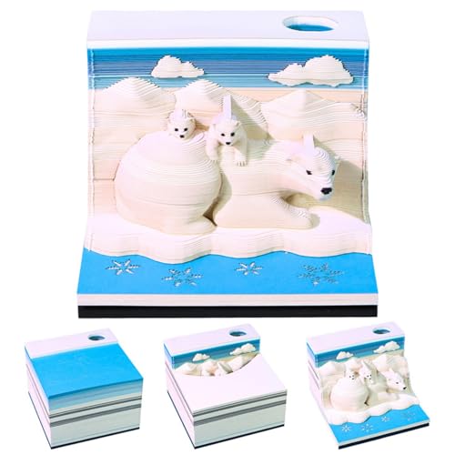 2026 Time Piece Kalender, 3D Memo Blöcke Kalender 2026 Schreibtischkalender mit LED-Licht, 3D Abreißpapier Schnitzerei Kunst Memo Pad Notizblock Geschenk für Weihnachten Einweihungsfeier Desktop von Ucuse