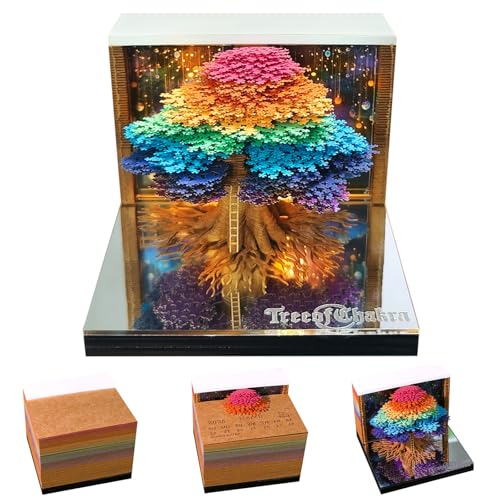 2026 Time Piece Kalender, 3D Memo Blöcke Kalender 2026 Schreibtischkalender mit LED-Licht, 3D Abreißpapier Schnitzerei Kunst Memo Pad Notizblock Geschenk für Weihnachten Einweihungsfeier Desktop von Ucuse
