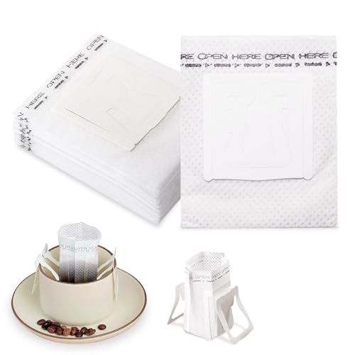 Udbrud 100 Stück KaffeeFilter, Tragbare Kaffee-Papier-Filter Drip Coffee Bag mit Hängenden Ohr Papier-Kaffeefilter für Meisten Tassen,Filter für Reisen,Camping,Zuhause,Büro von Udbrud