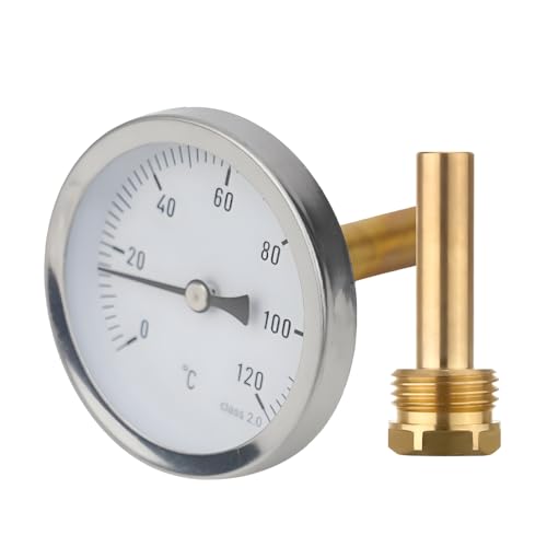 Udbrud Bimetall Thermometer, Zeigerthermometer mit Tauchhülse 0-120 °C Ø63 mm Rohr Thermometer Anlegethermometer Heizungsrohr, Industrielles Axial Temperaturanzeige für Heizsysteme und Boiler Udbrud Bimetall Thermometer, Zeigerthermometer mit Tauchhülse 0-120 °C Ø63 mm Rohr Thermometer Anlegethermometer Heizungsrohr, Industrielles Axial Temperaturanzeige für Heizsysteme und Boiler von Udbrud