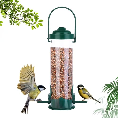Udbrud Futtersäule, Vogelfutterspender mit 2 Futterständern Körner Futtersäule Transparente Hängen Vogelhäuschen Körner Vogelfutterspender Kunststoff für Vögel Garden von Udbrud