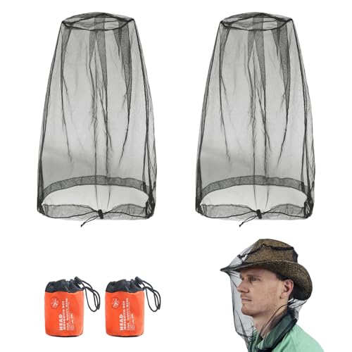 Udbrud Moskito Kopfnetz, 2 Stück Kopfnetz Gesichtsnetz Kopfbedeckung Mit Aufbewahrungstasche Mosquito Kopf Kescher Gesichts Ineinander Greifen Mückennetz Kopf Hut für Wandern Camping Klettern von Udbrud