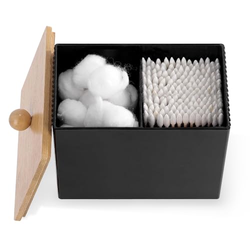 Udbrud Wattestäbchen Behälter Schwarz, Wattepadspender mit Deckel Wattepads Aufbewahrung Acryl 3 Fächer Tampon Aufbewahrung, Badezimmer Organizer Q tips Behälter Baumwollbehälter für Schminktisch Udbrud Wattestäbchen Behälter Schwarz, Wattepadspender mit Deckel Wattepads Aufbewahrung Acryl 3 Fächer Tampon Aufbewahrung, Badezimmer Organizer Q tips Behälter Baumwollbehälter für Schminktisch von Udbrud