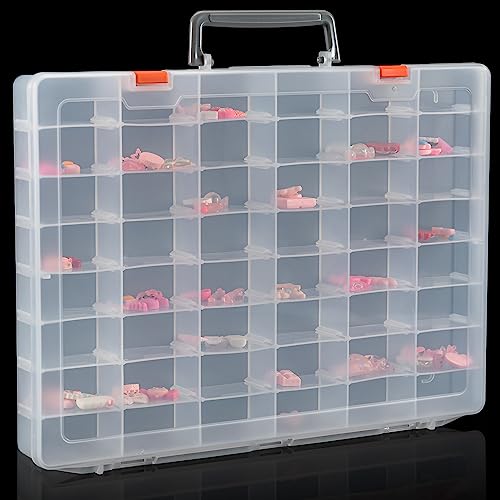 Udefineit Große transparente Kunststoff-Aufbewahrungsbox mit 48 Fächern, verstellbare Fächer, Kunststoff-Aufbewahrungsbehälter für Hobby, Kleinteile, Schmuckperlen, Angelzubehör, Aufbewahrungsbox von Udefineit