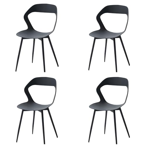 Uderkiny 4er-Set Esszimmerstühle, Küchenstühle, Hohle Stuhllehne, Starke und langlebige Schwarze Eisenbeine, Schwarz von Uderkiny