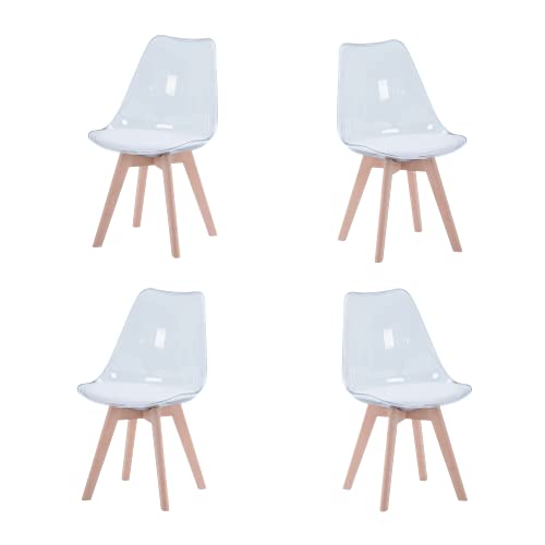 Uderkiny 4er-Set Moderne transparente Esszimmerstühle, Esszimmerstuhl4er-Set, Skandinavischer Stuhl 4er-Set, PP, Umweltfreundliches Material, Transparent von Uderkiny