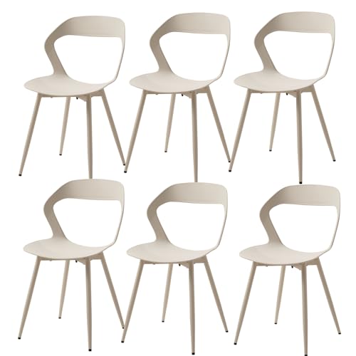 Uderkiny 6er-Set Esszimmerstühle, Küchenstühle, Hohle Stuhllehne, Starke und langlebige Khaki Eisenbeine，Geeignet für Küche/Esszimmer/Garten/Schlafzimmer（Khaki，6） von Uderkiny
