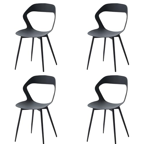 Uderkiny Gartenstühle 4er Set,Gartenstuhl Kunststoff,Terrassenstühle,Sitzfläche aus Kunststoff/Beine aus Metalleisen, Geeignet für Garten/Gewächshaus/Terrasse/Balkon (Schwarz, 4) von Uderkiny