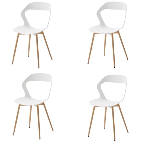 Uderkiny Gartenstühle 4er Set,Gartenstuhl Kunststoff,Terrassenstühle,Sitzfläche aus Kunststoff/Beine aus Metalleisen, Geeignet für Garten/Gewächshaus/Terrasse/Balkon (Weiß, 4) von Uderkiny