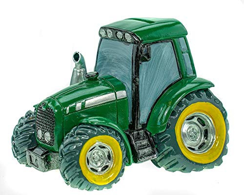 UDO Bremen GmbH wunderschöne Spardose,Spardose,Sparbüchse,Sparschwein Traktor mit Pfropfen in grün handbemalt von Topshop24you