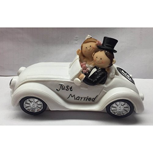 Spardose Hochzeitspaar im Cabrio - Just Married - Hochzeitsauto mit Brautpaar - Keramik Sparschwein Hochzeit von Topshop24you