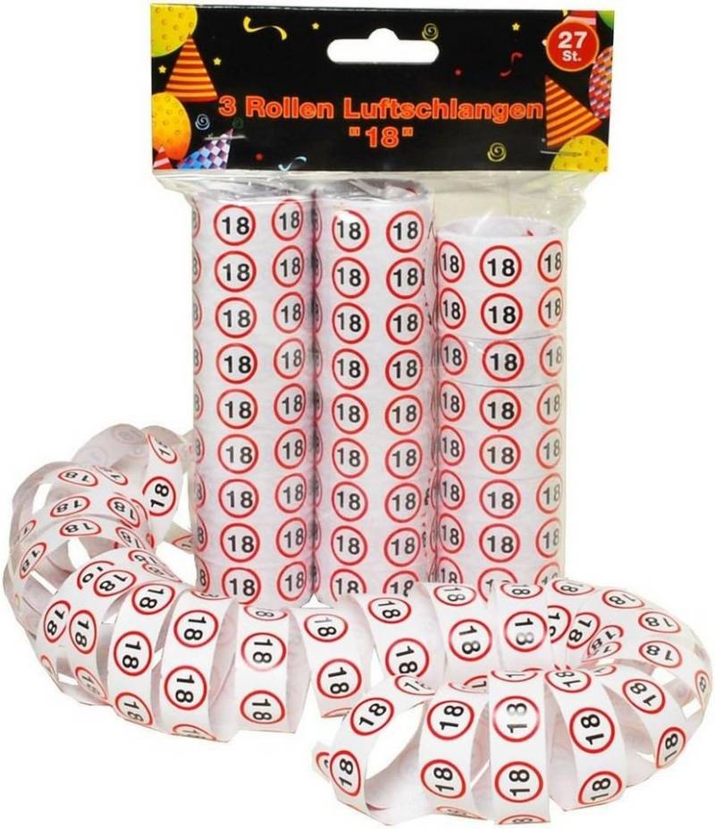 Udo Schmidt Bremen...das Original Luftschlange Luftschlangen 3er Packung Verkehrsschild Zahl 18 1,5cm 1,20 Meter von Udo Schmidt Bremen...das Original