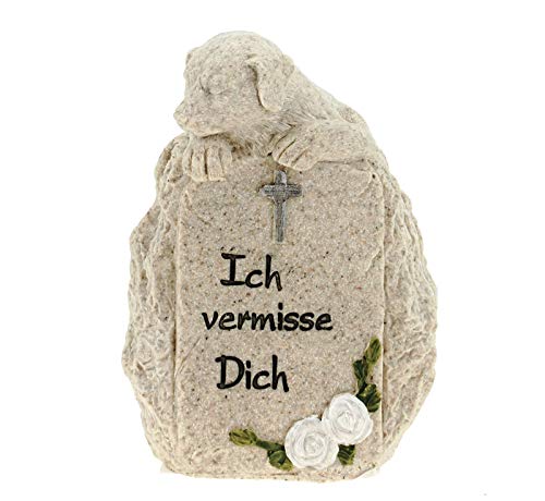 UDO Schmidt 64025 Stein mit Hund - Ich vermisse Dich - Grabartikel Trauer Grabstein Tod von Udo Schmidt GmbH & Co. KG