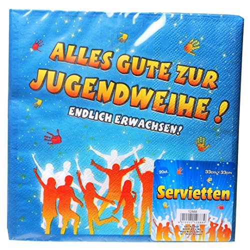 Servietten Alles Gute zur Jugendweihe, ca. 33 x 33 cm, 20 St. blau von Udo Schmidt GmbH & Co