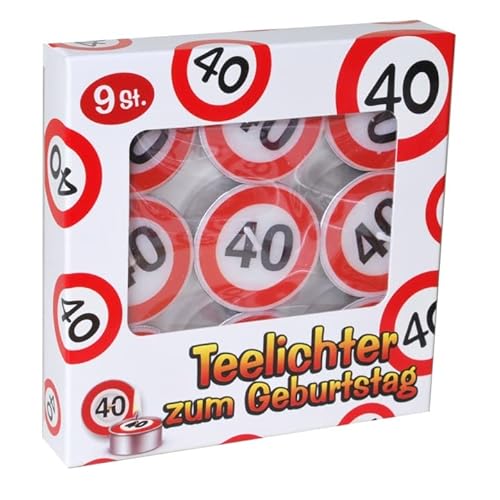 Kerzen Teelichter 40 Geburtstag Verkehrsschild 9tlg. von Udo Schmidt GmbH
