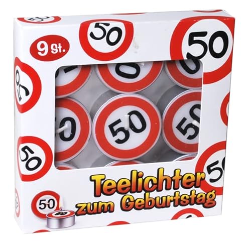 Kerzen Teelichter 50 Geburtstag Verkehrsschild 9tlg. von Udo Schmidt GmbH