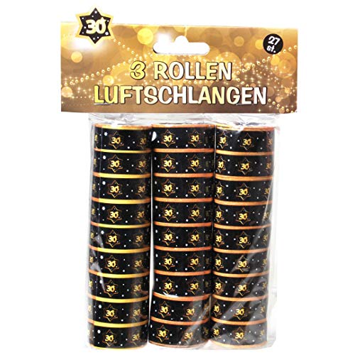 Udo Schmidt 13005 - Luftschlangen - 3 Rollen je 9 Stück - schwarz / gold - Zahl: 30 von Cherioll