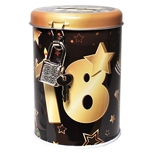 Udo Schmidt GmbH Metall Spardose Schwarz/Gold 18" Sparbüchse Geld Geschenkdose Sparschwein Spardose 11x8cm von Udo Schmidt GmbH