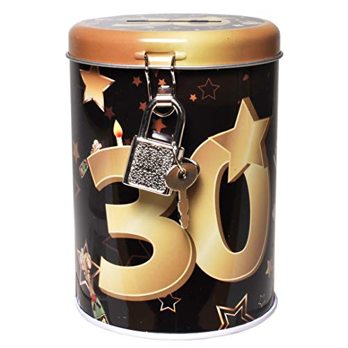 Udo Schmidt GmbH Metall Spardose Schwarz/Gold 30" Sparbüchse Geld Geschenkdose Sparschwein Spardose 11x8cm von Udo Schmidt GmbH