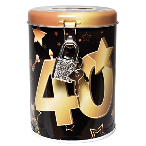 Udo Schmidt GmbH Metall Spardose Schwarz/Gold 40" Sparbüchse Geld Geschenkdose Sparschwein Spardose 11x8cm Udo Schmidt GmbH Metall Spardose Schwarz/Gold 40" Sparbüchse Geld Geschenkdose Sparschwein Spardose 11x8cm von veeu