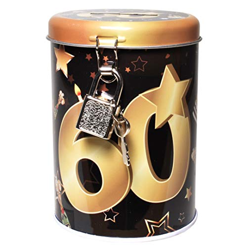 Udo Schmidt GmbH Metall Spardose Schwarz/Gold 60" Sparbüchse Geld Geschenkdose Sparschwein Spardose 11x8cm von Udo Schmidt GmbH