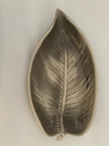 Dekoratives Dekogefäß Schale Blattschale Stone Dekoschale Kerzenschale 30x17cm aus Kermik von Udo Schmidt